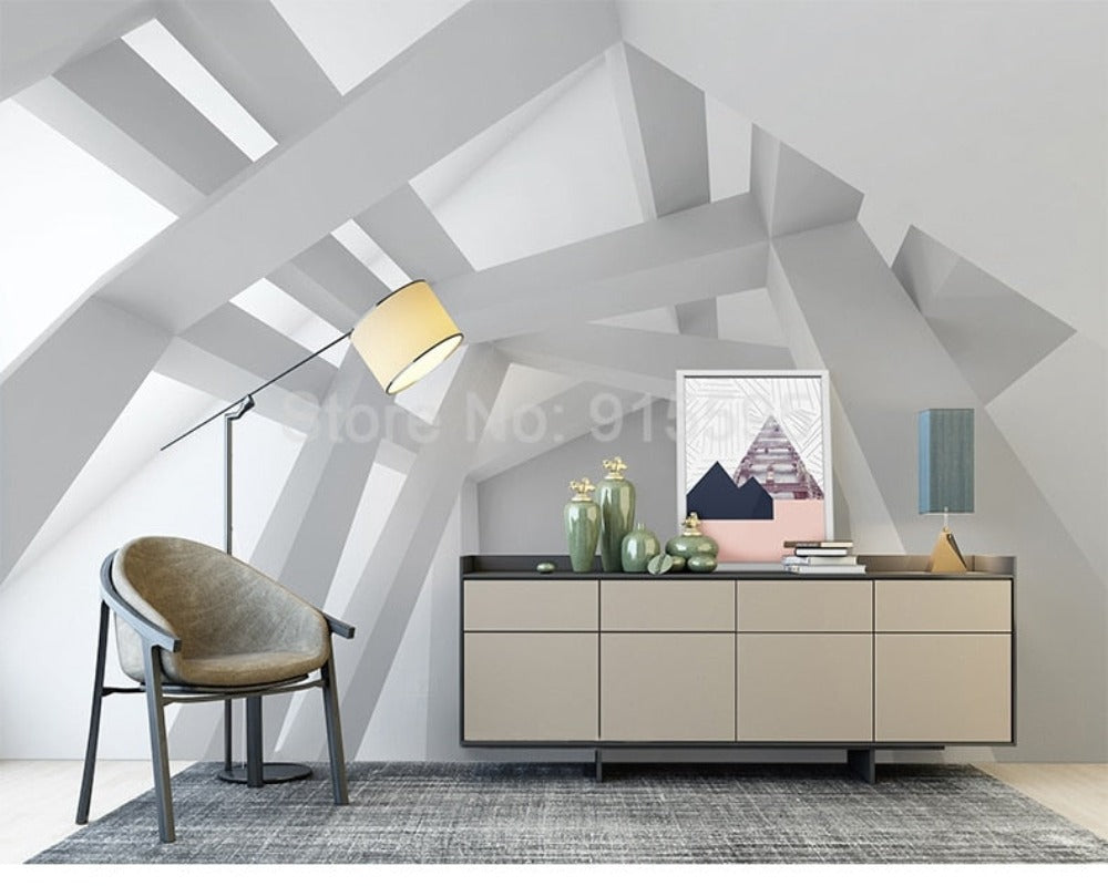 3D Wallpaper Geometric Ceiling